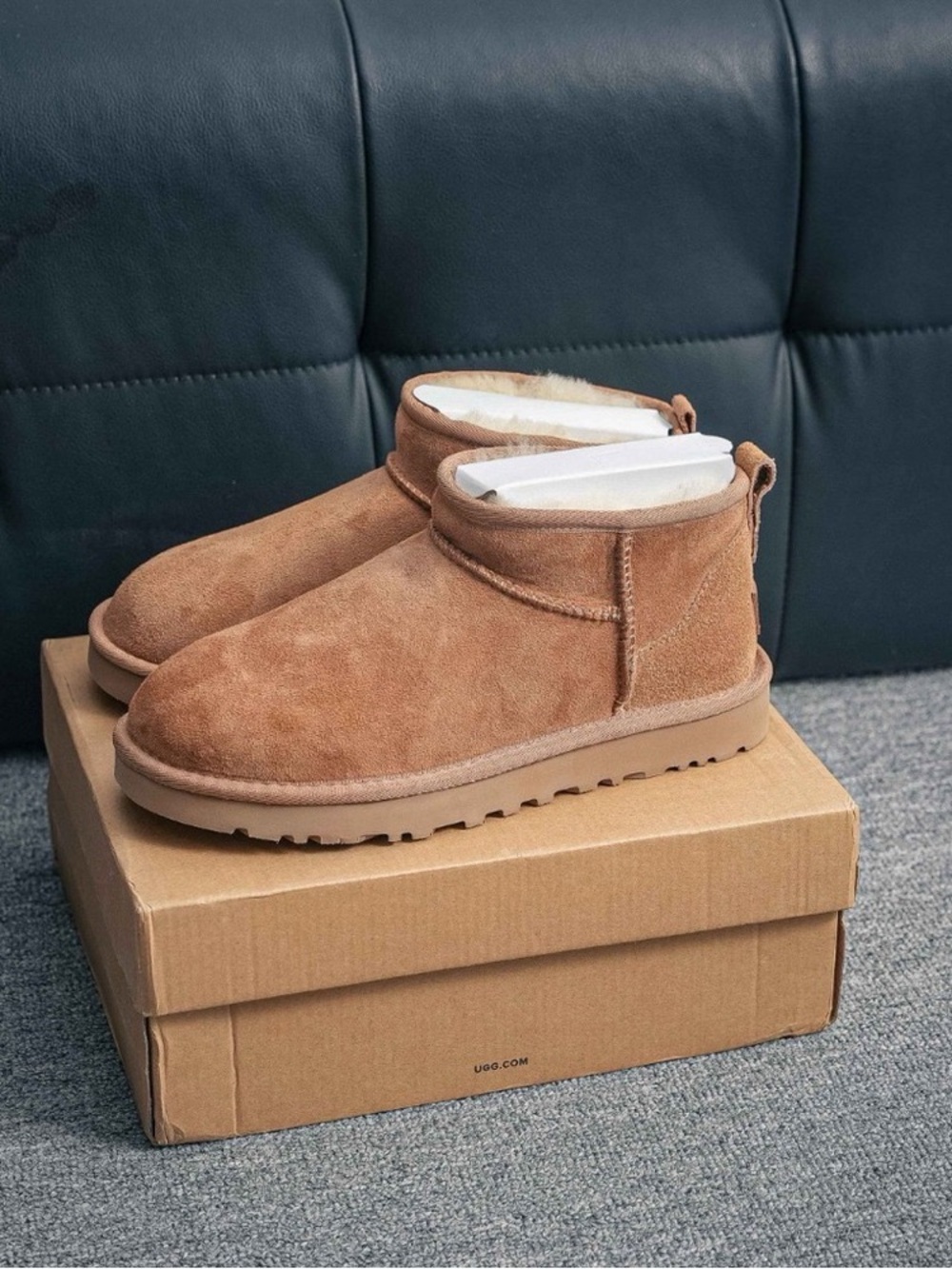 UGG Chestnut Suede Shearling-Lined Ankle Boots